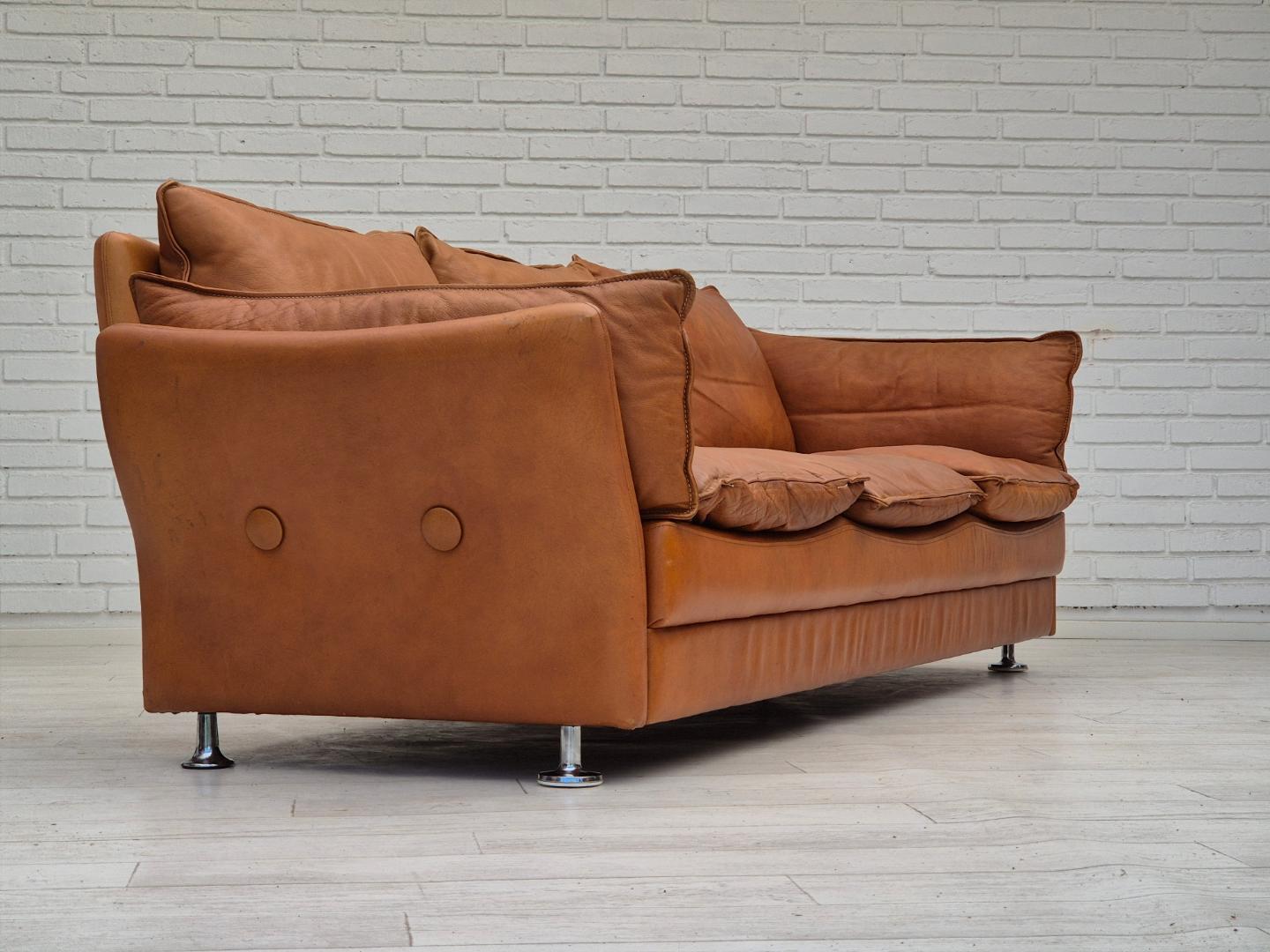 1970s, Danish 3 seater sofa, leather, original good condition.