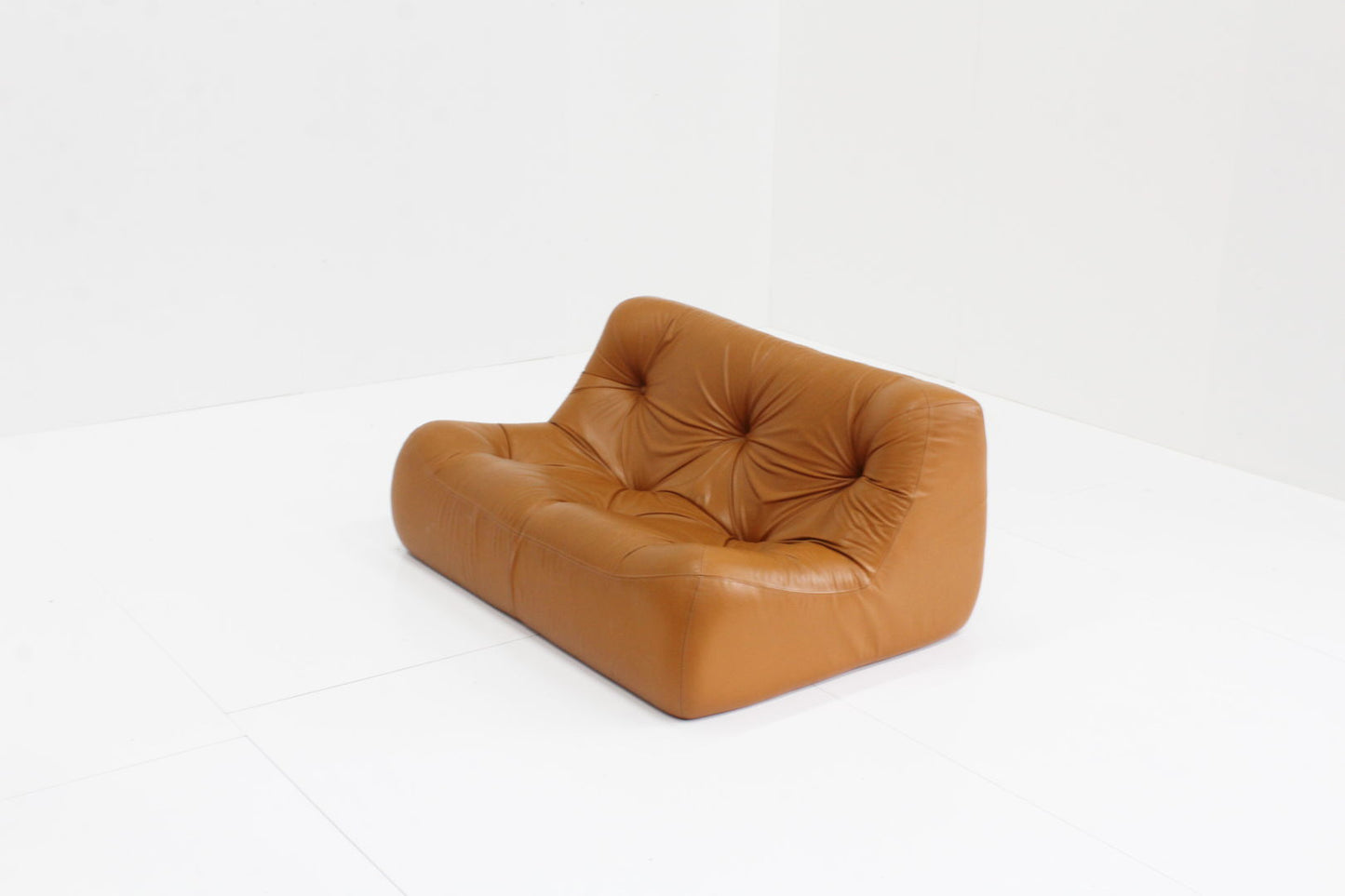 Cognac Leather Kali sofa by Michel Ducaroy for Ligne Roset