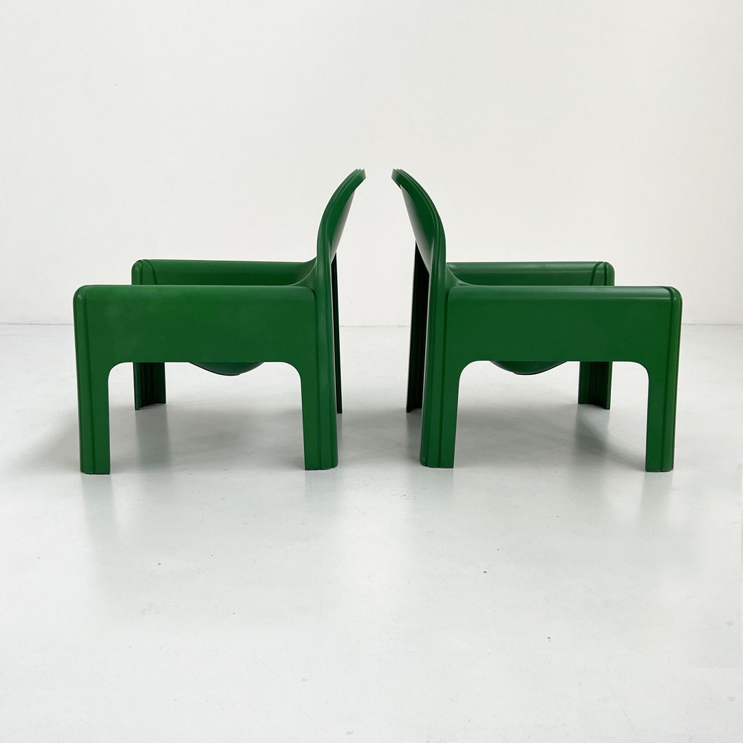 Pair of Green Model 4794 Lounge Chairs by Gae Aulenti for Kartell, 1970s