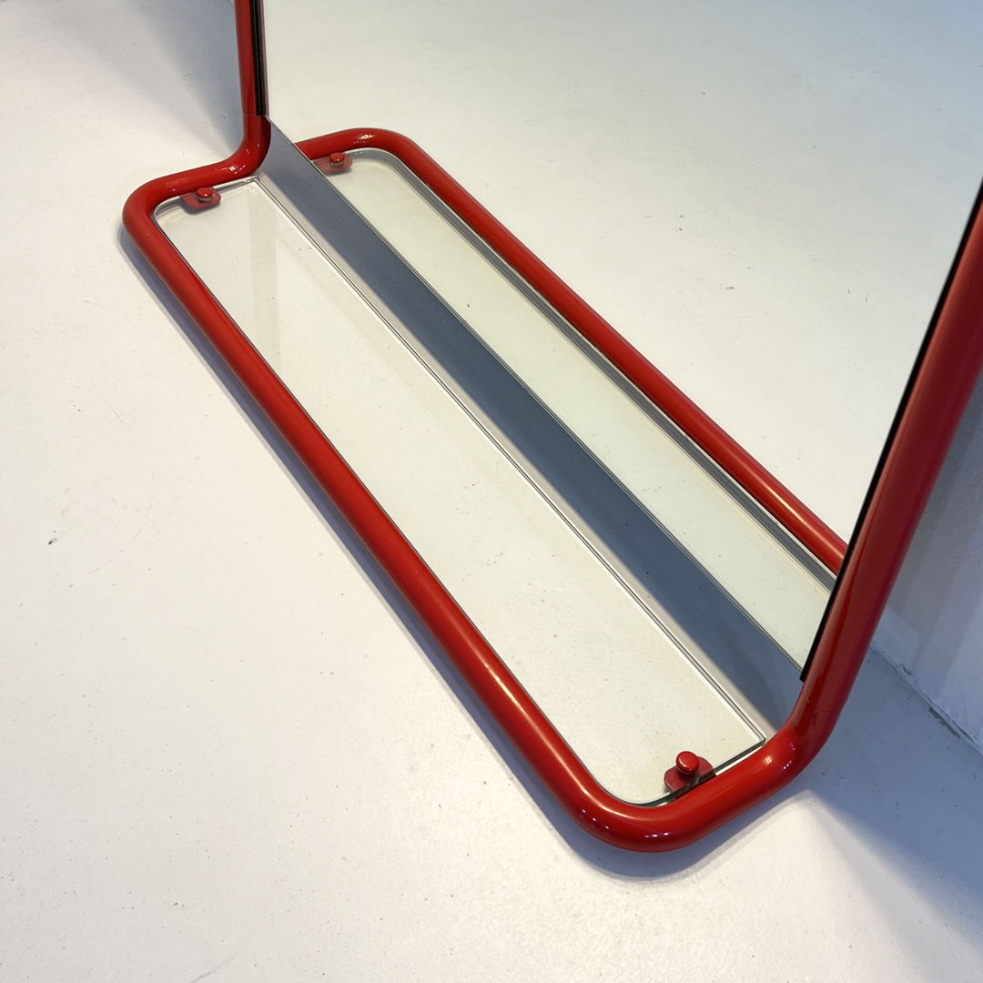 Large Red Vanity Mirror in Metal, 1970s