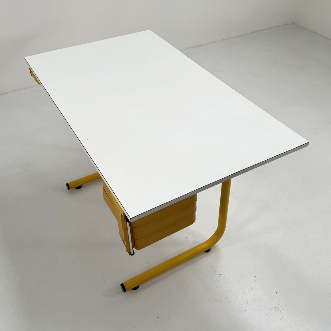 Yellow Drafting Table/Desk by Joe Colombo for Bieffeplast, 1970s