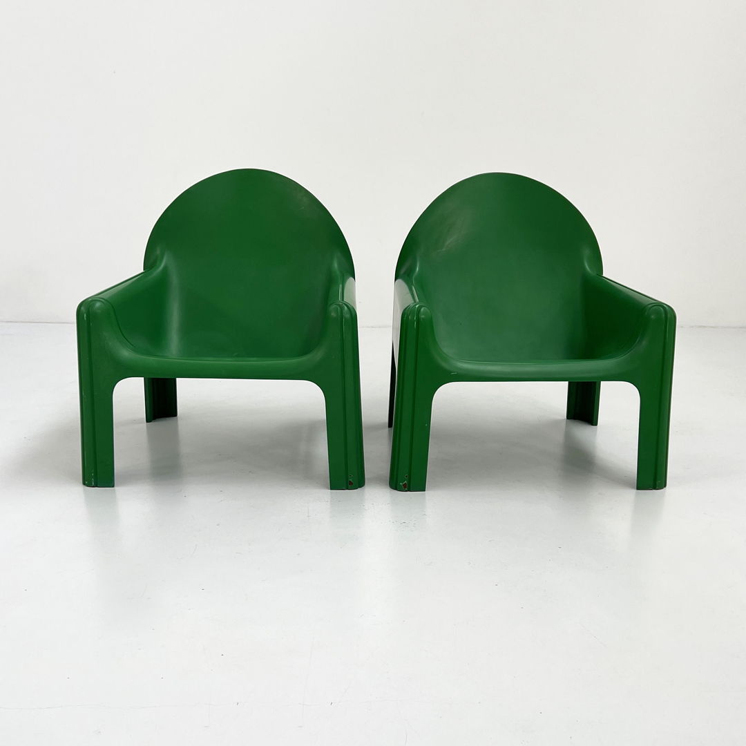 Pair of Green Model 4794 Lounge Chairs by Gae Aulenti for Kartell, 1970s