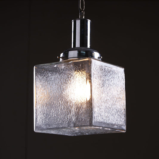 Art Deco Cube-shaped Pendant with Textured Glass