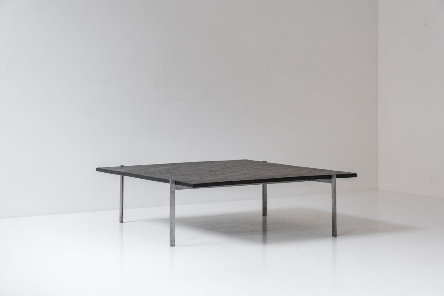 Square slate stone coffee table from the 1950s.