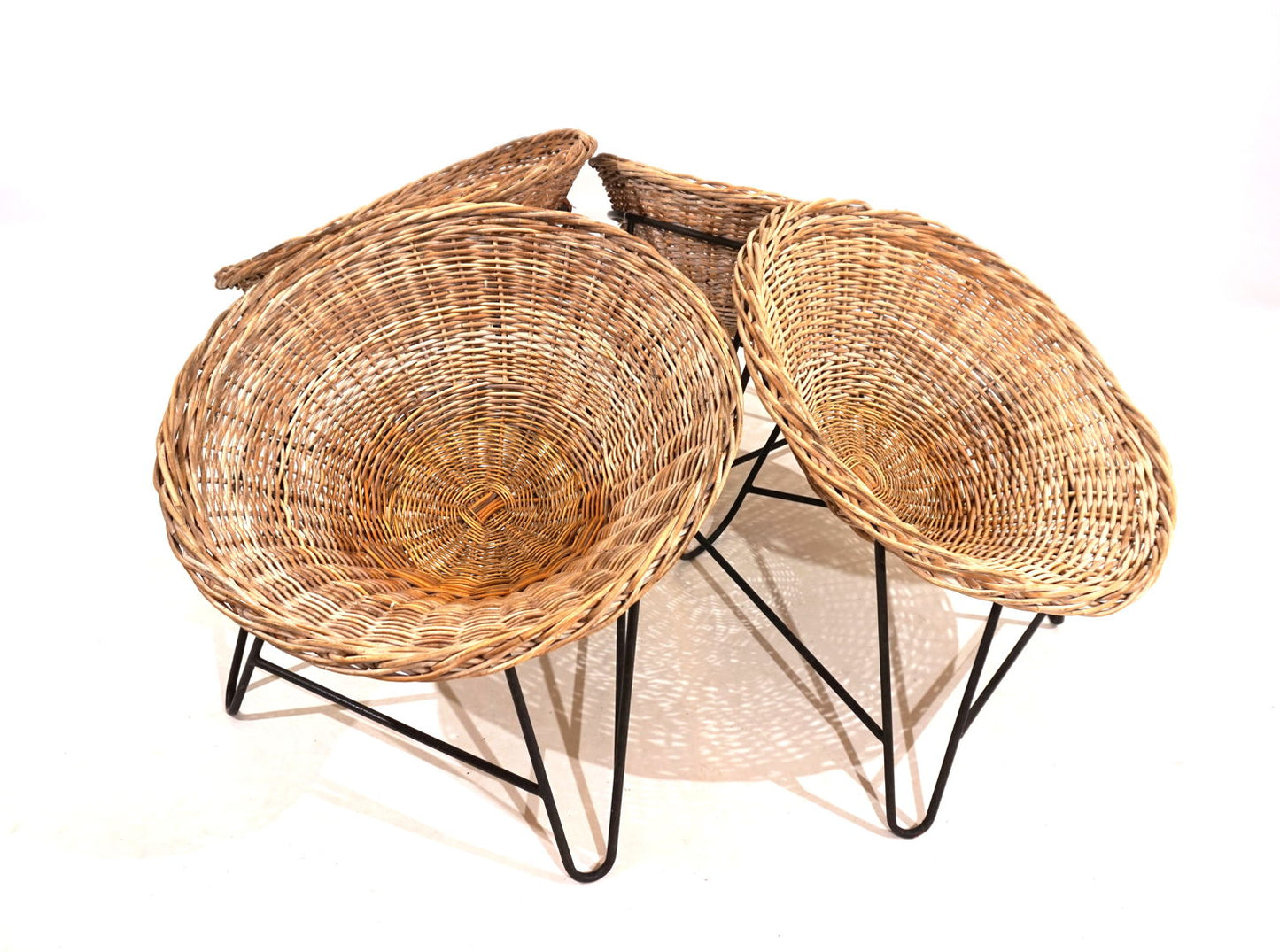 Set of 4 rattan pod chairs 60s