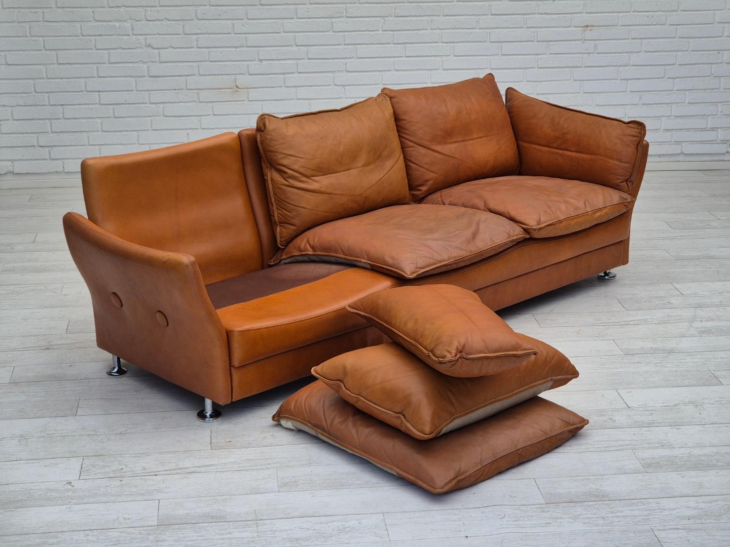 1970s, Danish 3 seater sofa, leather, original good condition.