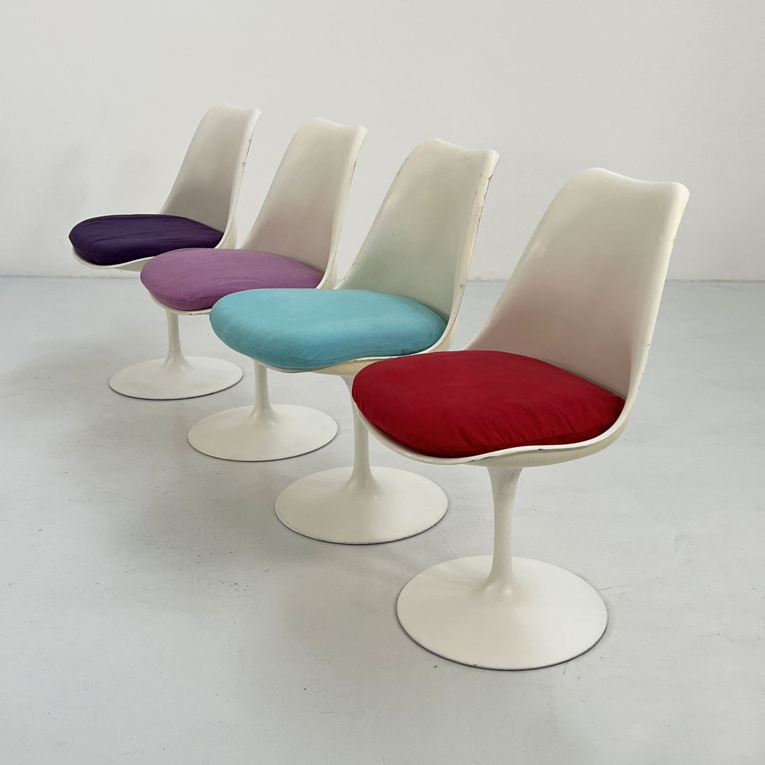 Set of 4 Multicolour Swivel Tulip Dining Chairs by Eero Saarinen for Knoll, 1960