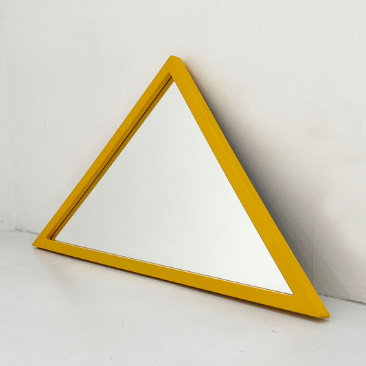 Yellow Triangle Frame Mirror by Anna Castelli Ferrieri for Kartell, 1980s