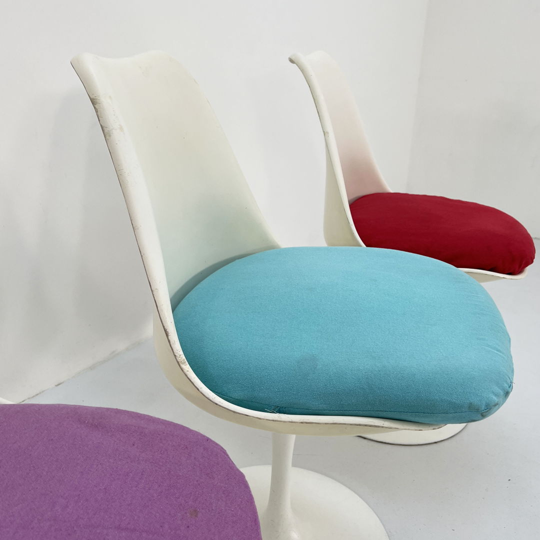 Set of 4 Multicolour Swivel Tulip Dining Chairs by Eero Saarinen for Knoll, 1960