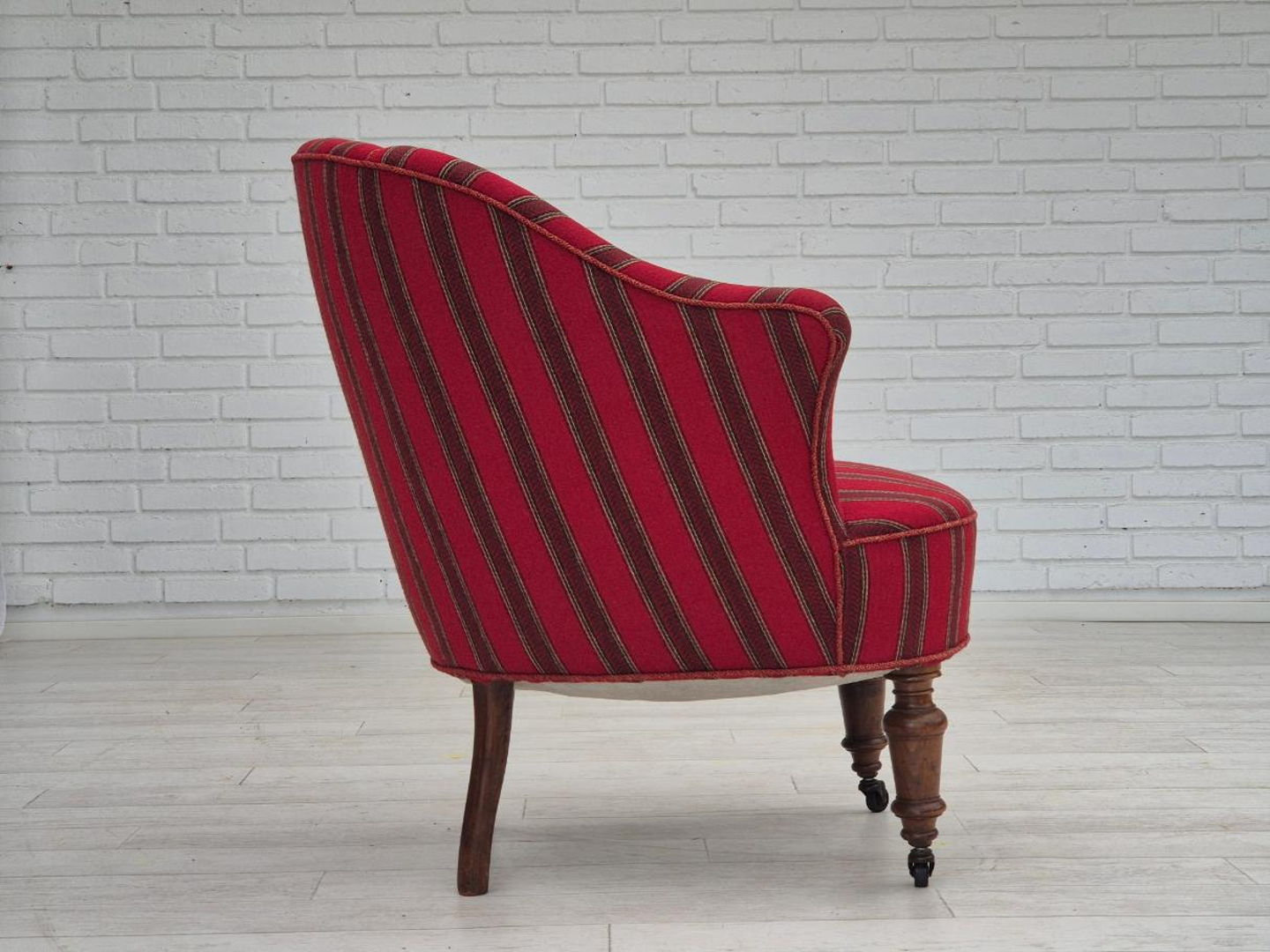 1950s, Danish lounge chair, original condition, red furniture wool.