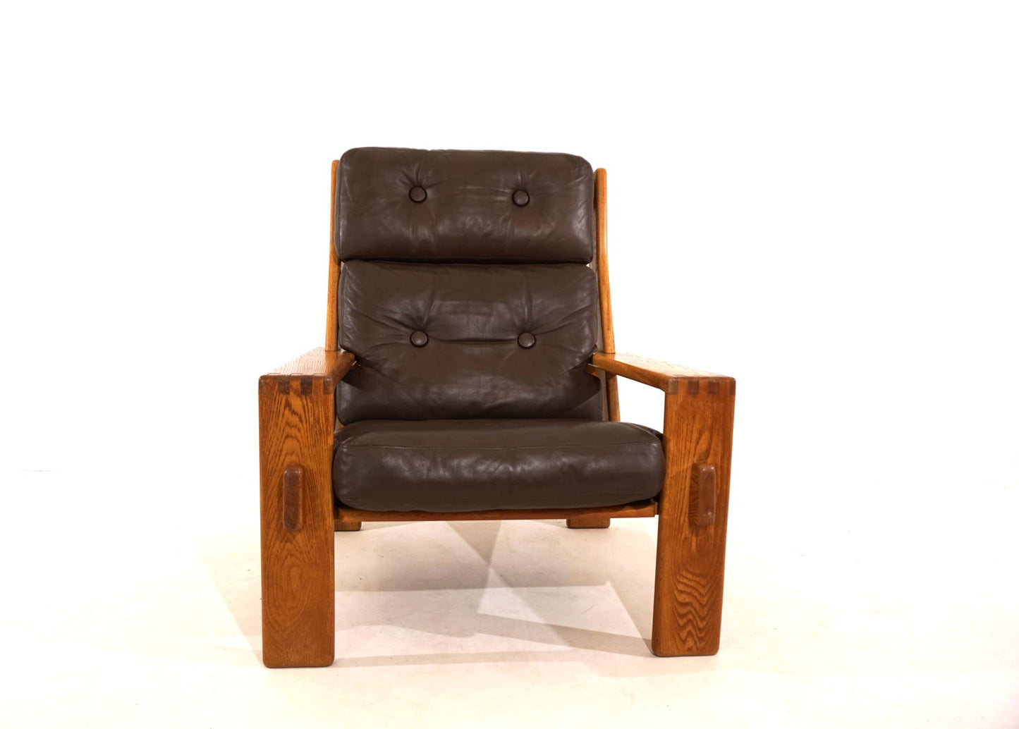 Asko Bonanza brown high-back leather armchair by Esko Pajamies