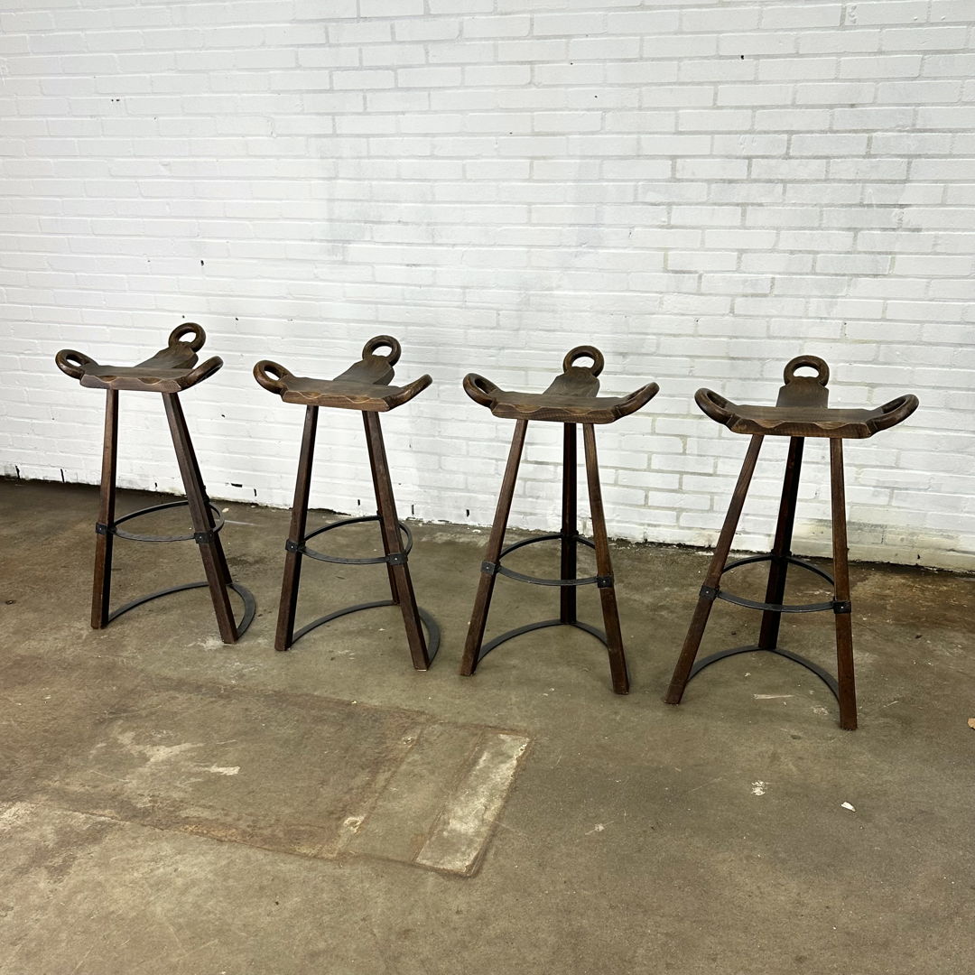 Set of 4 'Marbella' bar stools by Sergio Rodrigues for Confonorm