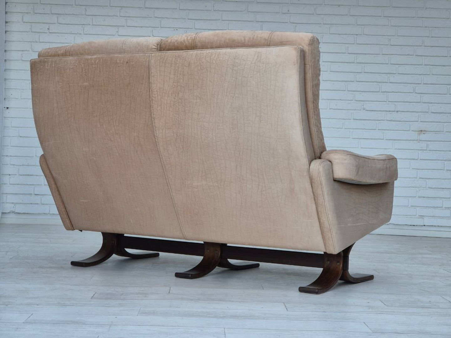 1970s, Scandinavian 2 seater sofa, original very good condition, leather.