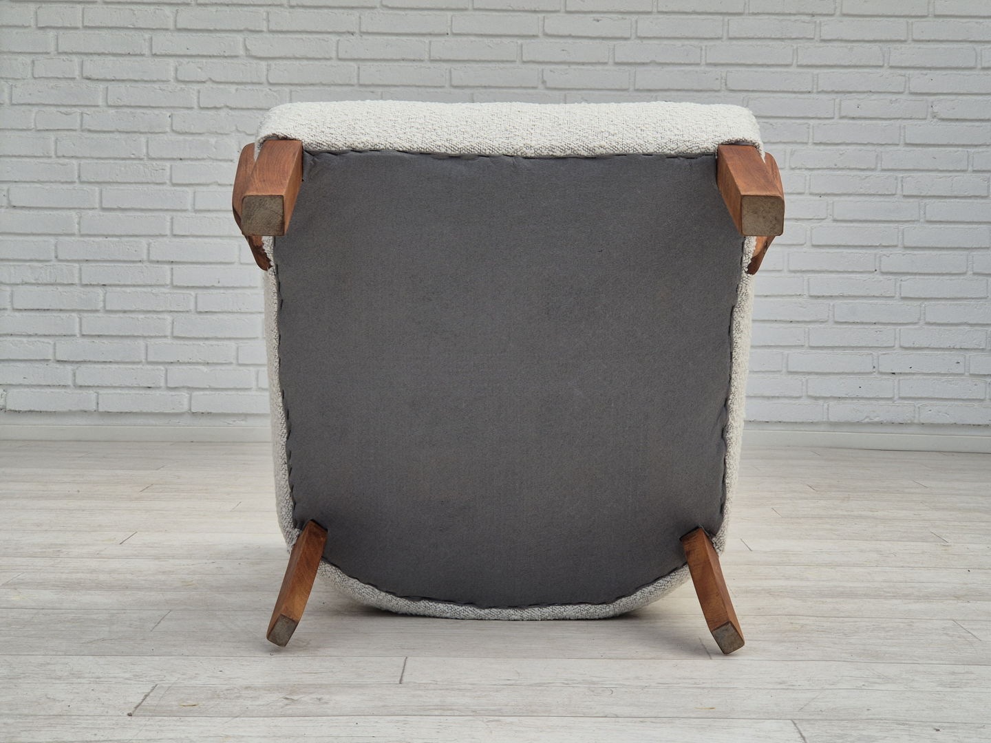 1960s, reupholstered Danish art-deco armchair, beech wood, leather.