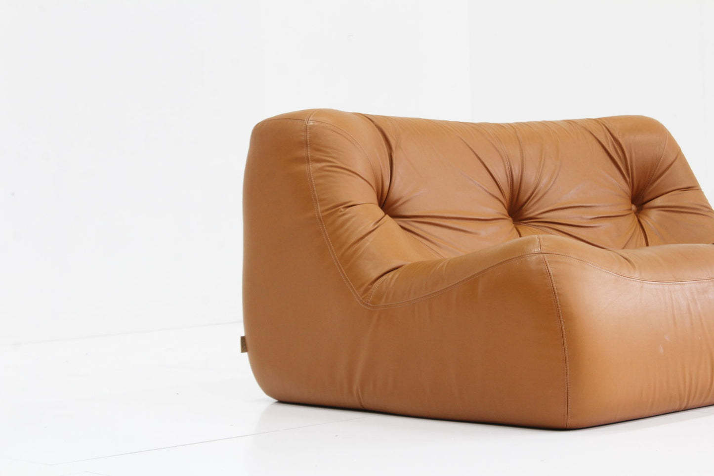 Cognac Leather Kali sofa by Michel Ducaroy for Ligne Roset