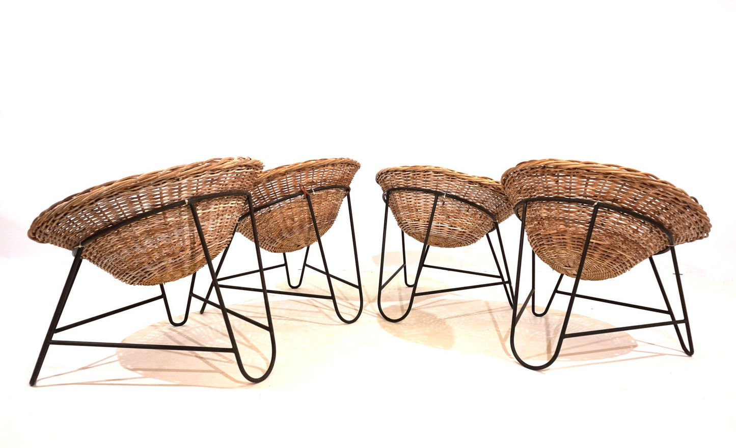 Set of 4 rattan pod chairs 60s