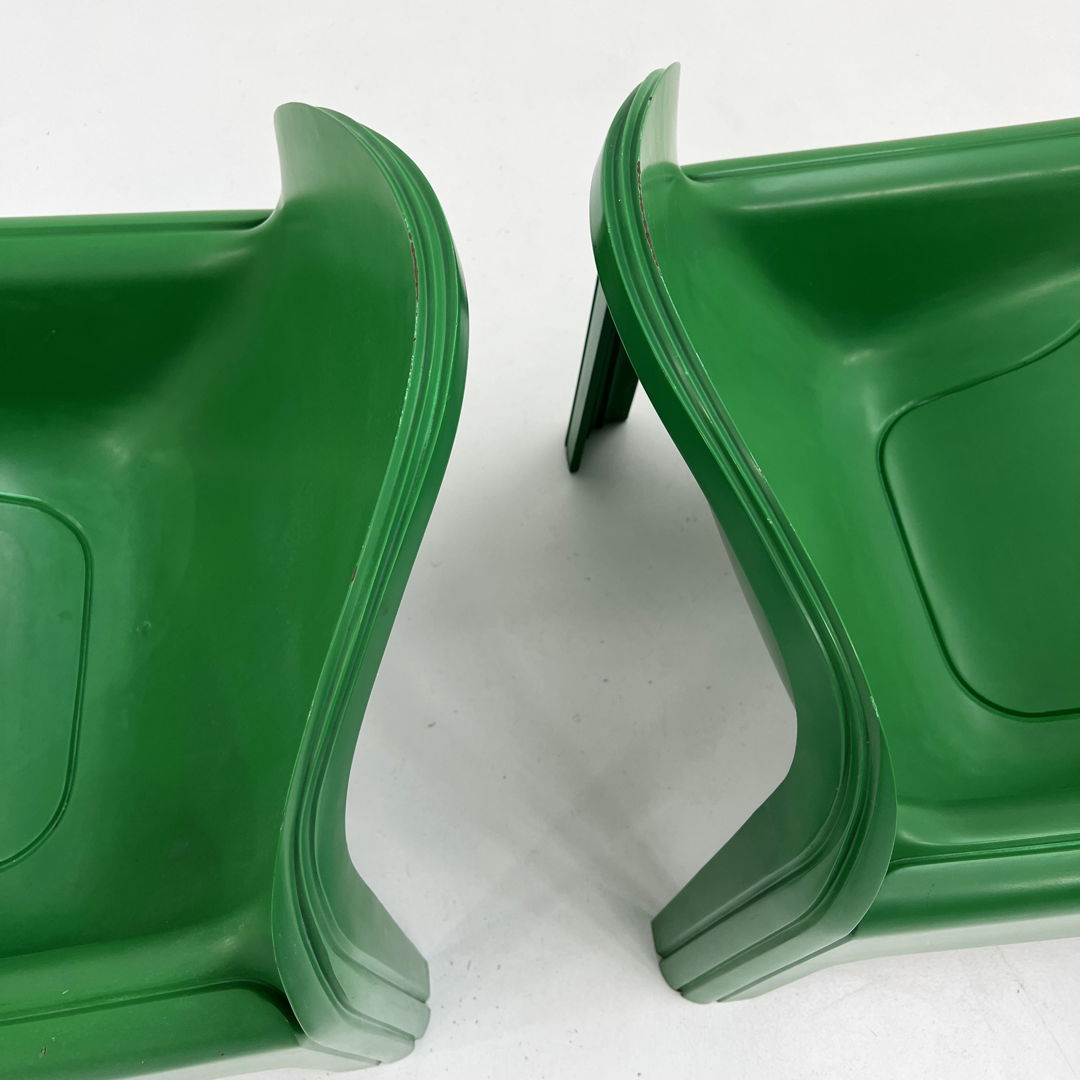 Pair of Green Model 4794 Lounge Chairs by Gae Aulenti for Kartell, 1970s