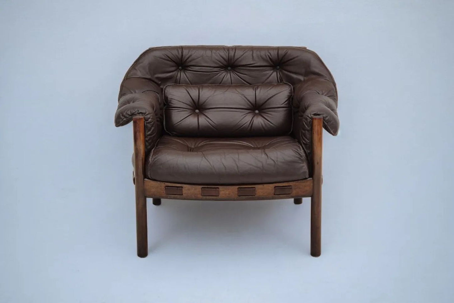 1970s, Scandinavian design by Arne Norell, lounge chair, original condition, leather, beech wood.