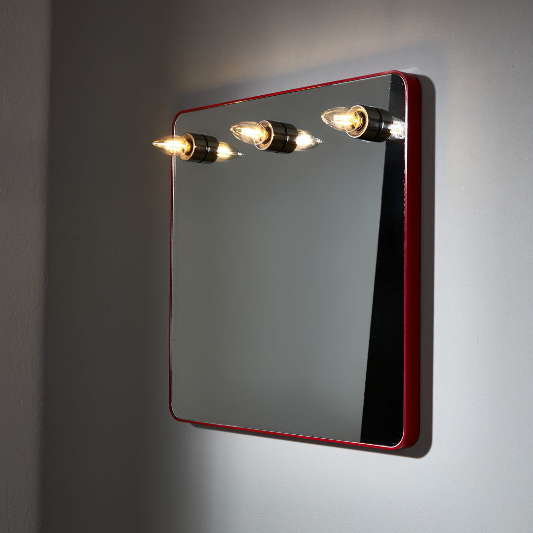 1970s Vanity Mirror in Deep Red