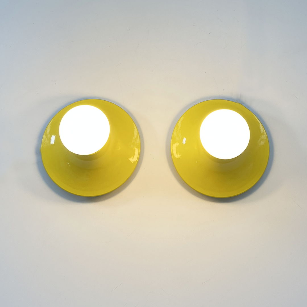 Pair of Yellow Teti Wall Lamps by Vico Magistretti for Artemide, 1970s