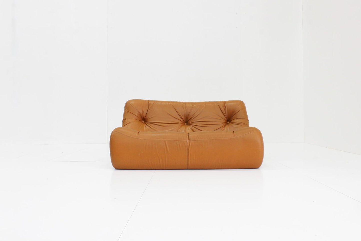 Cognac Leather Kali sofa by Michel Ducaroy for Ligne Roset