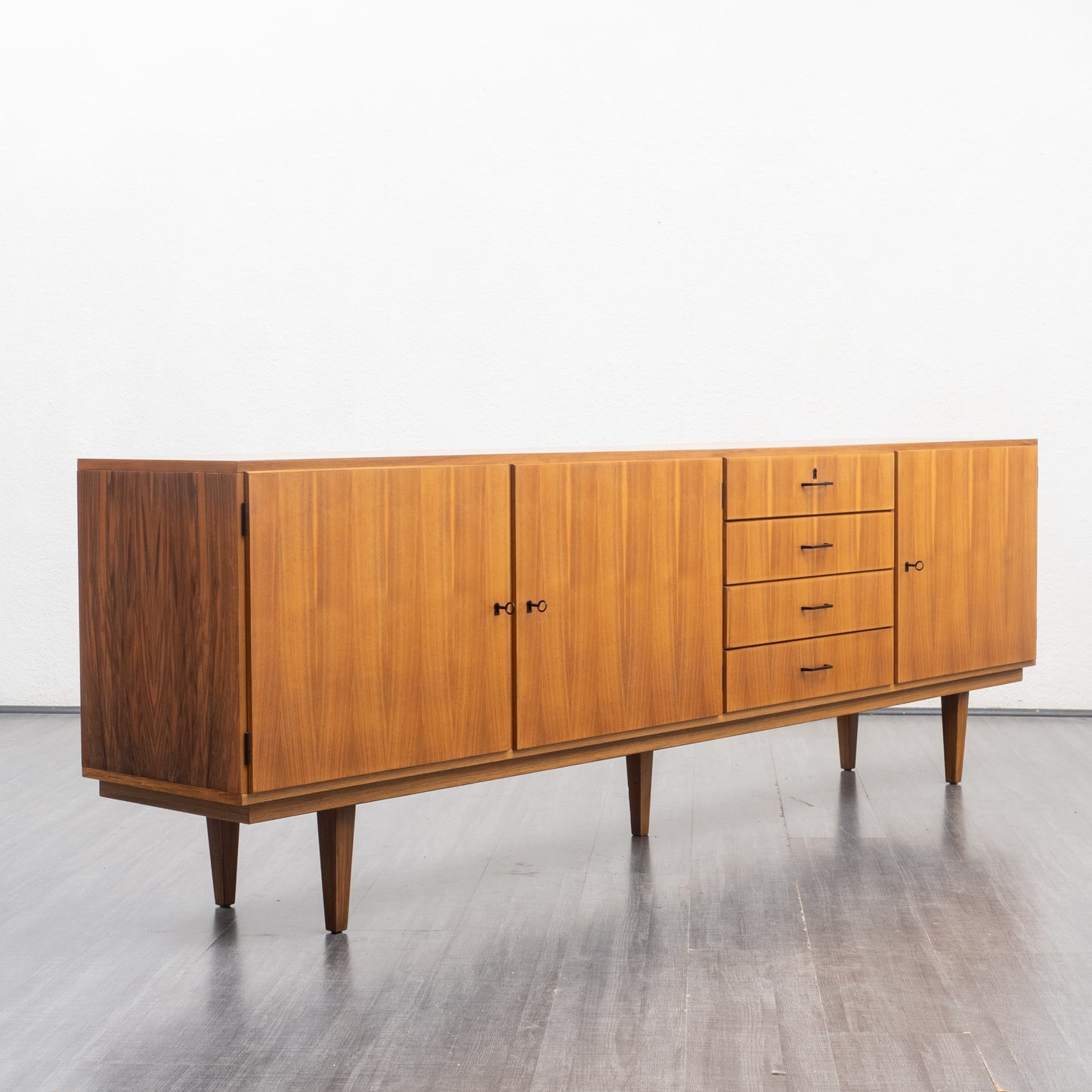 1960s Sideboard walnut, restored, 239cm