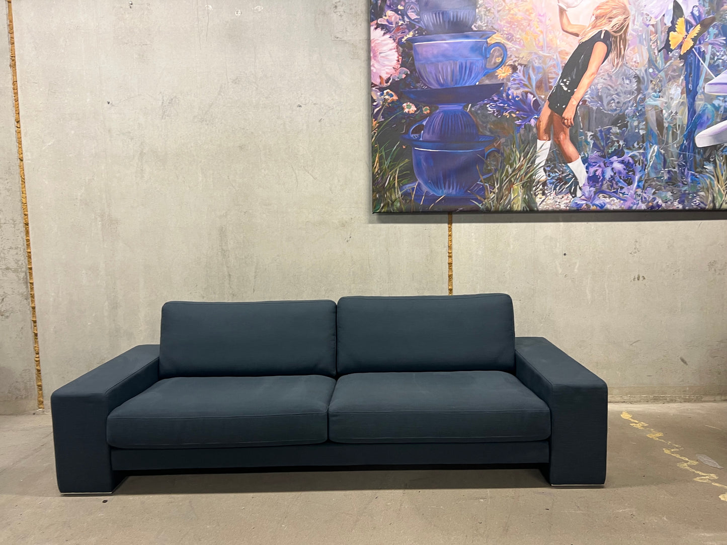 Rolf Benz Ego XL sofa + footstool - blue