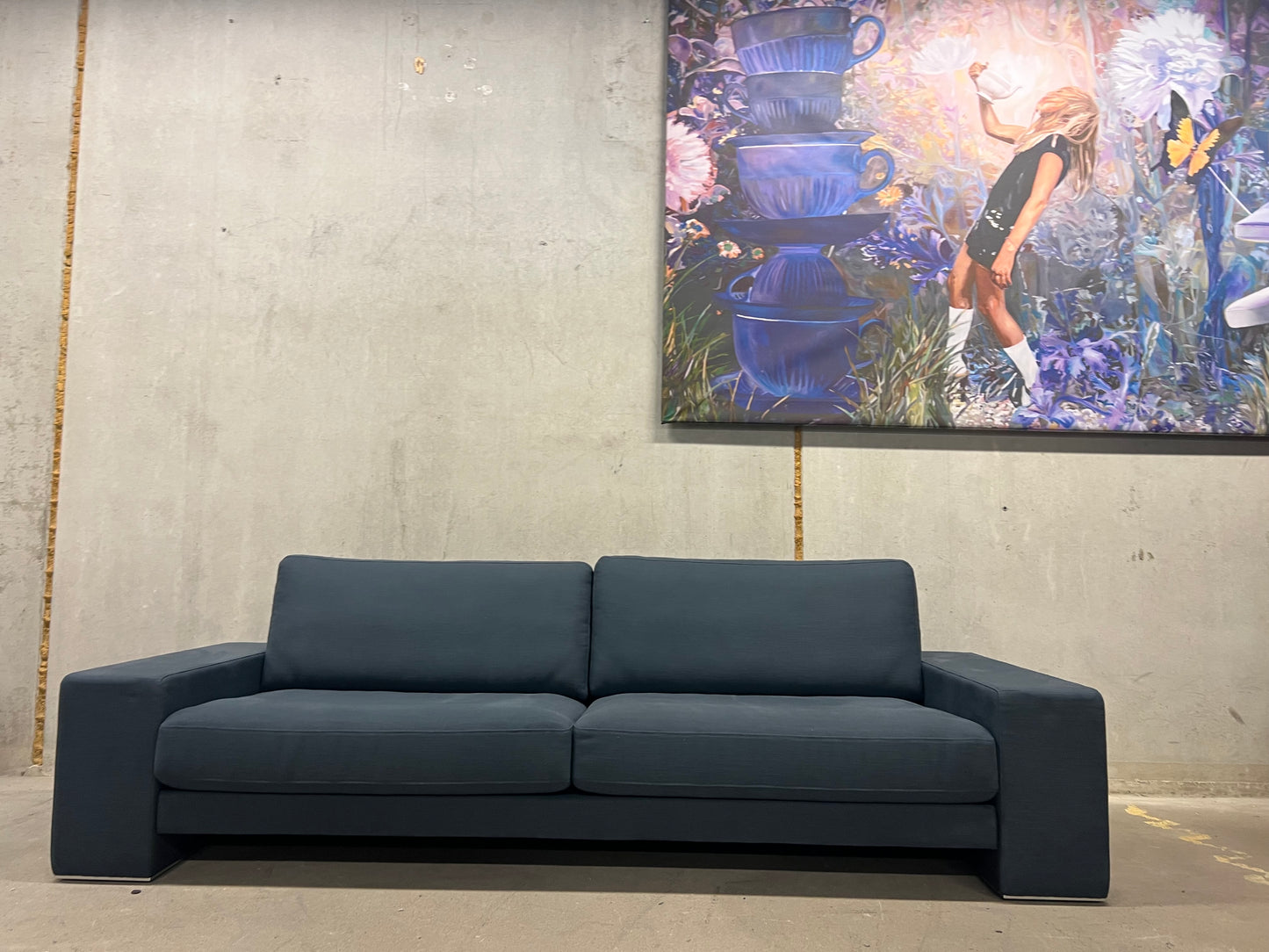 Rolf Benz Ego XL sofa + footstool - blue