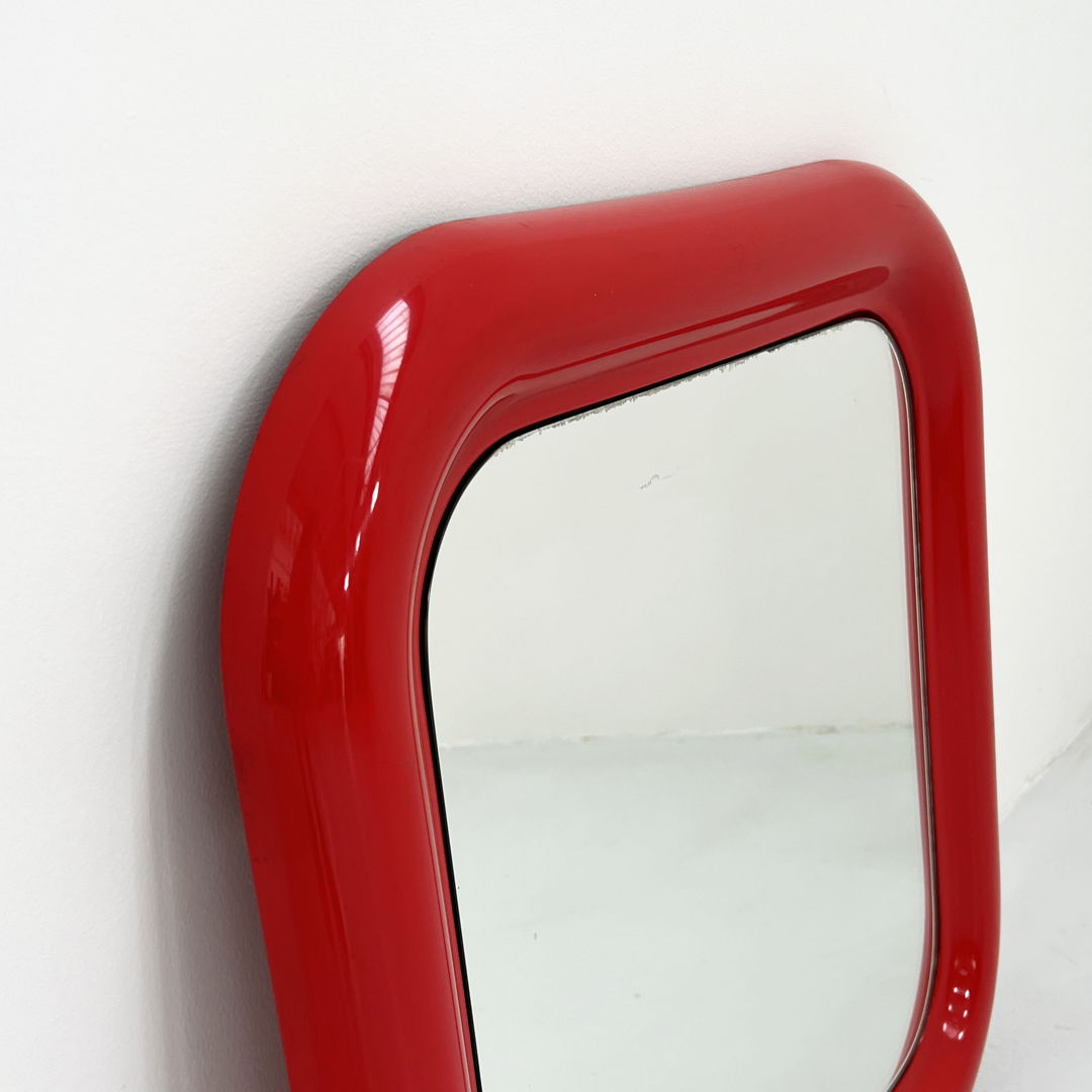 Red Space Age Mirror in Fiberglass, 1970s