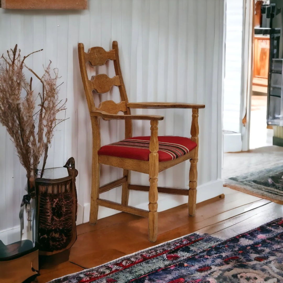 1960s, Danish design, armchair, oak wood, furniture wool.