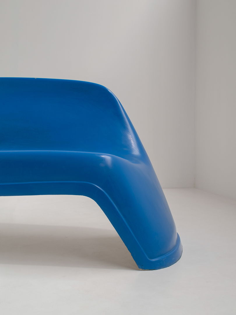 Blue Fiberglass Bench by Walter Papst for Wilkhahn, Germany, 1960s