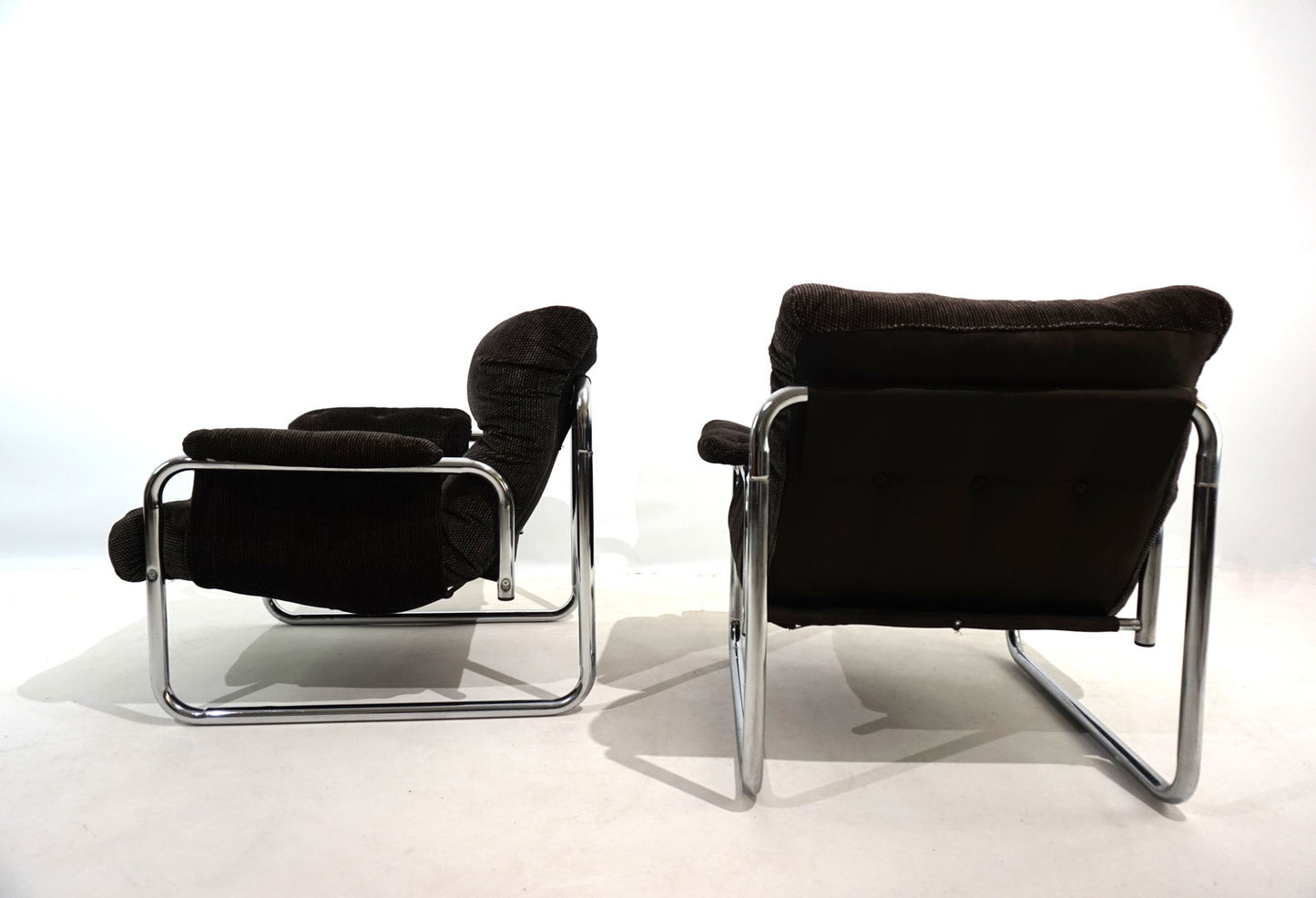 Set of 2 Herlag chrome cantilever lounge chairs by Johan Bertil Häggström