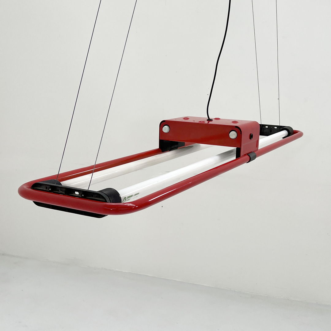 Red Double Neon Ceiling Lamp by Gian N. Gigante for Zerbetto, 1980s