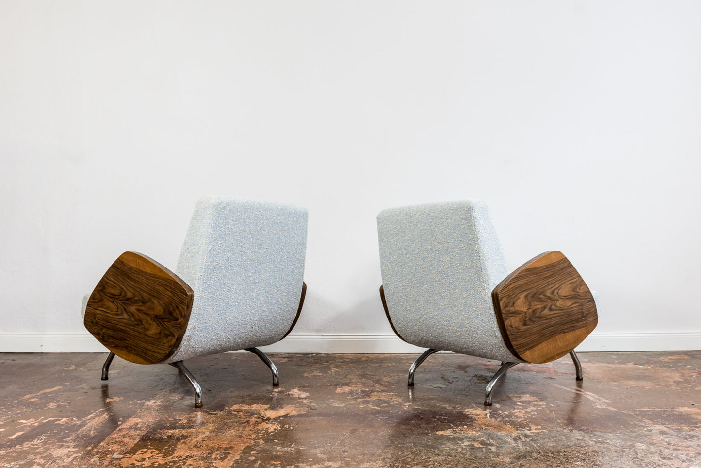 Pair of Restored Lounge Chairs in KVADRAT by Janusz Różański 1950's