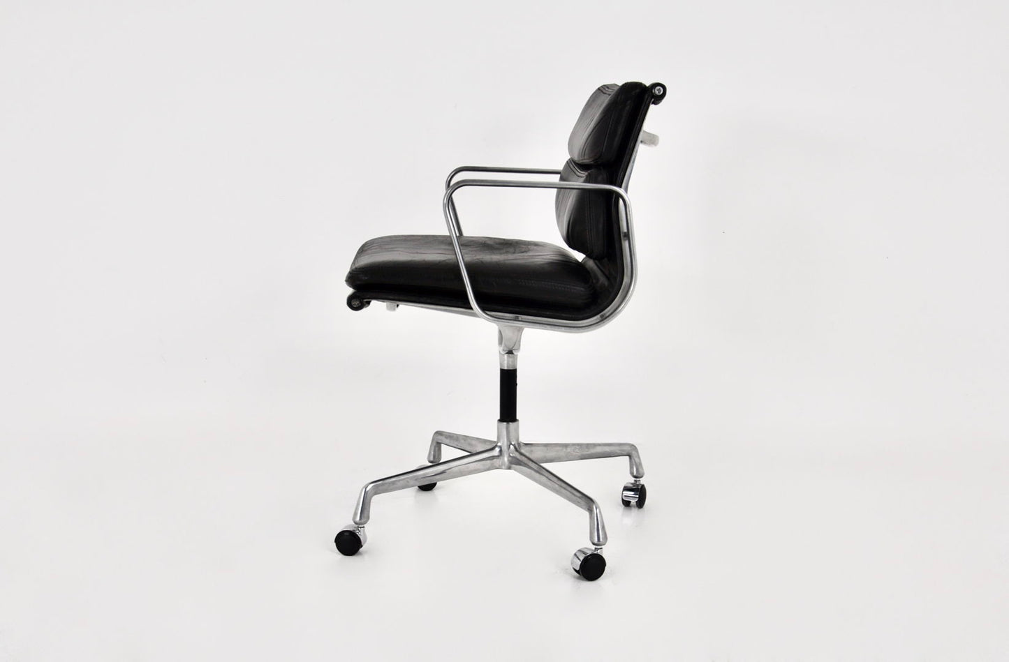 Black Leather Soft Pad Chair by Charles and Ray Eames for Icf, 1970s