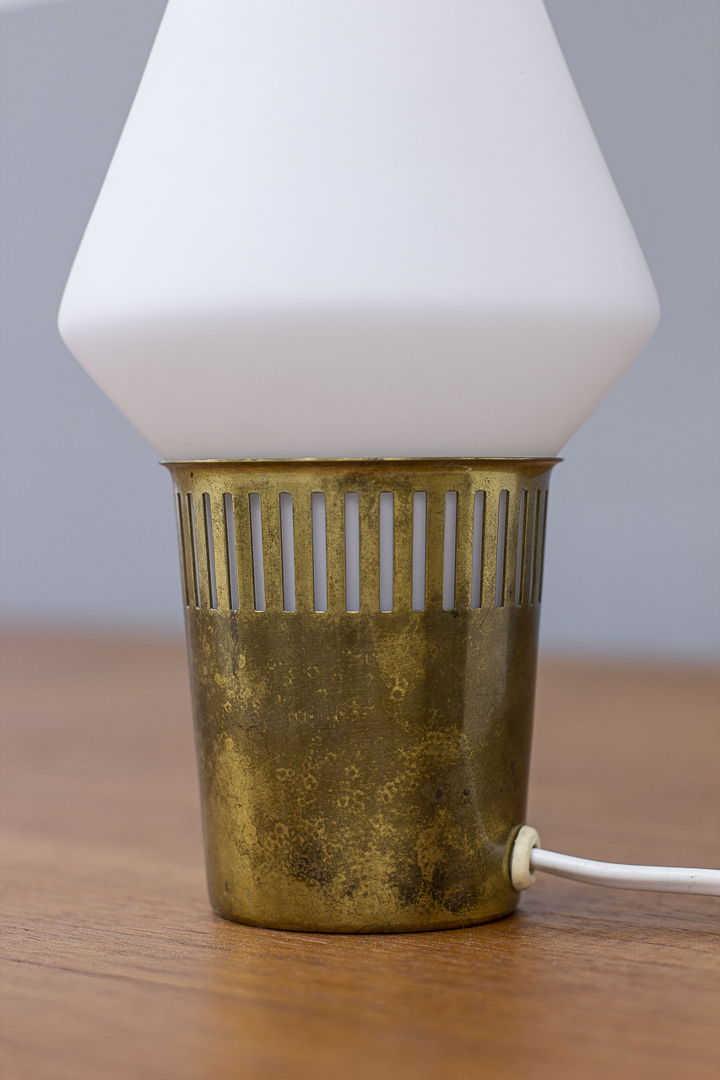 Opaline Glass & Brass Table Lamp from Asea, Sweden, 1950s