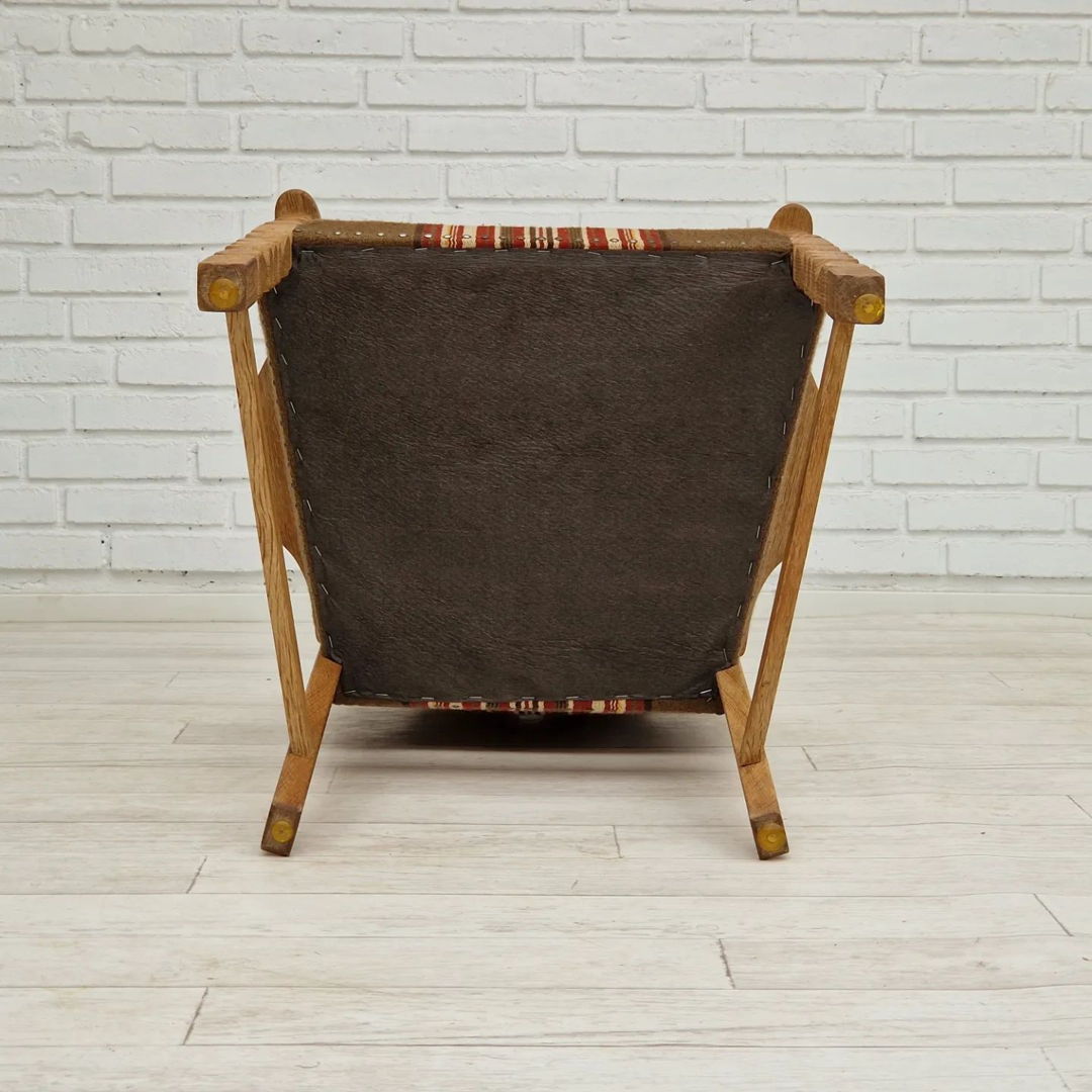 1960s, Danish design, armchair, oak wood, furniture wool.