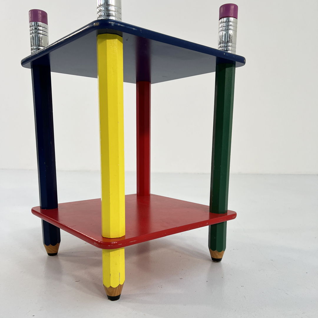 Pencil Side Table in Primary Colors, 1980s