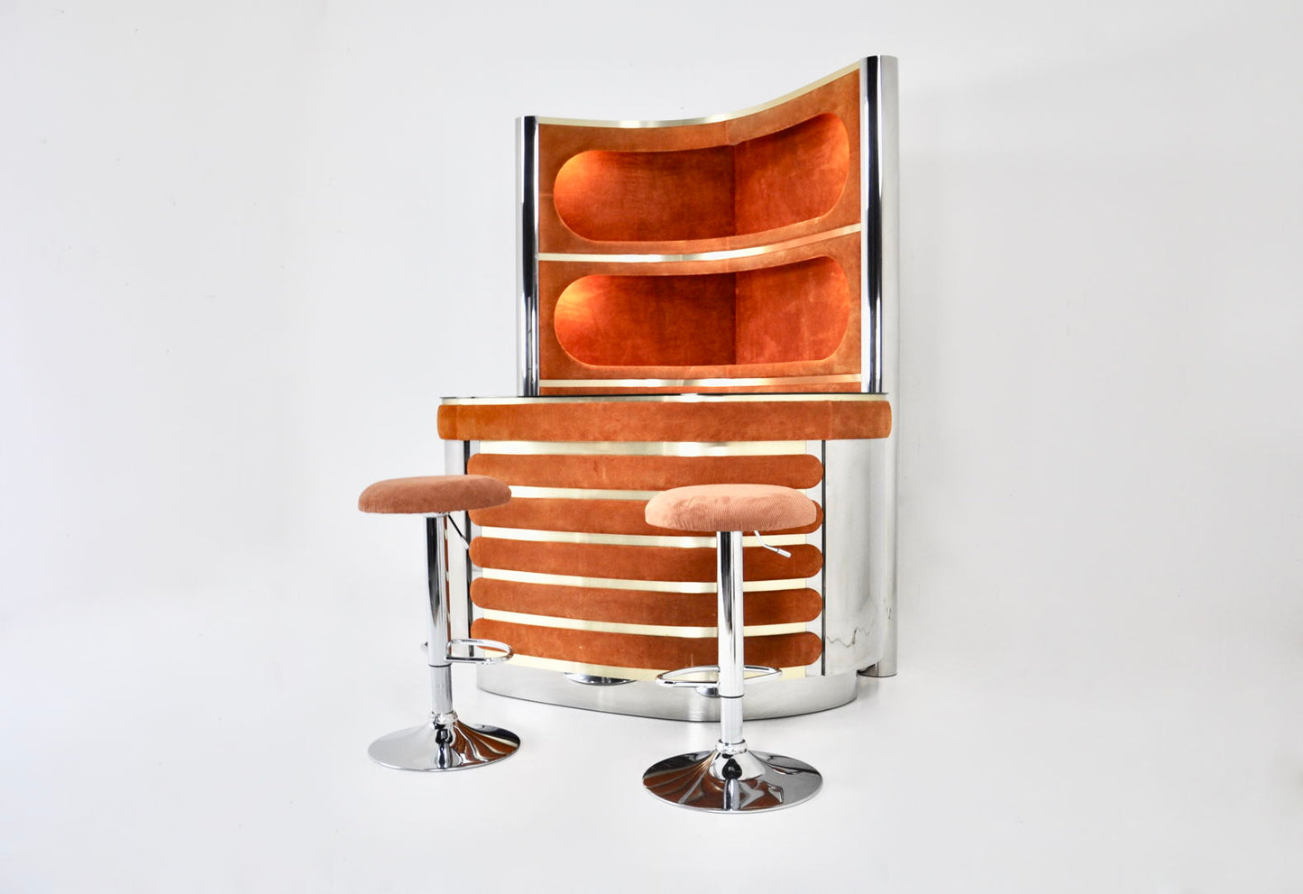 Bar set with 2 stools by Willy Rizzo, 1970s