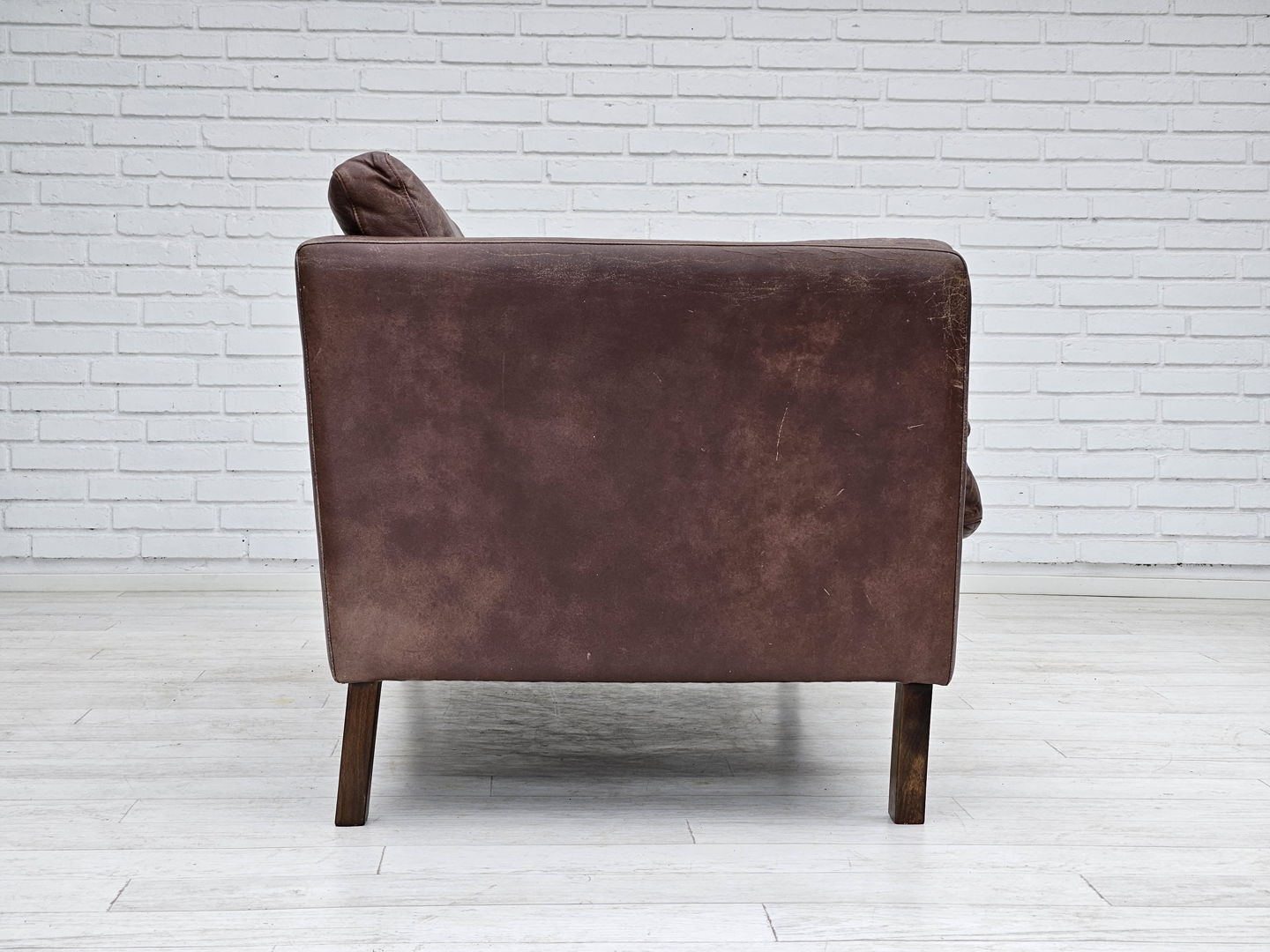 1970s, Danish 2-seater classic sofa, original brown leather.