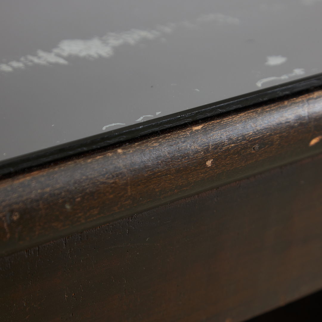 Large Robust Dinig Table with Carved Legs and Glass Top