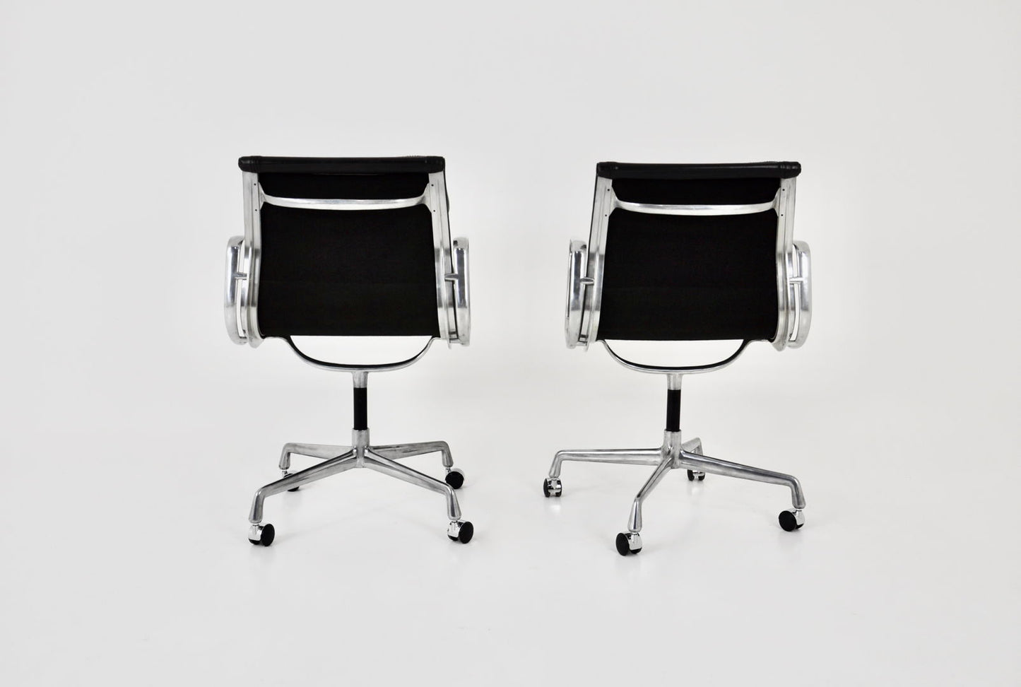 Set of 2 Black Leather Soft Pad Chairs by Charles & Ray Eames for ICF, 1970s