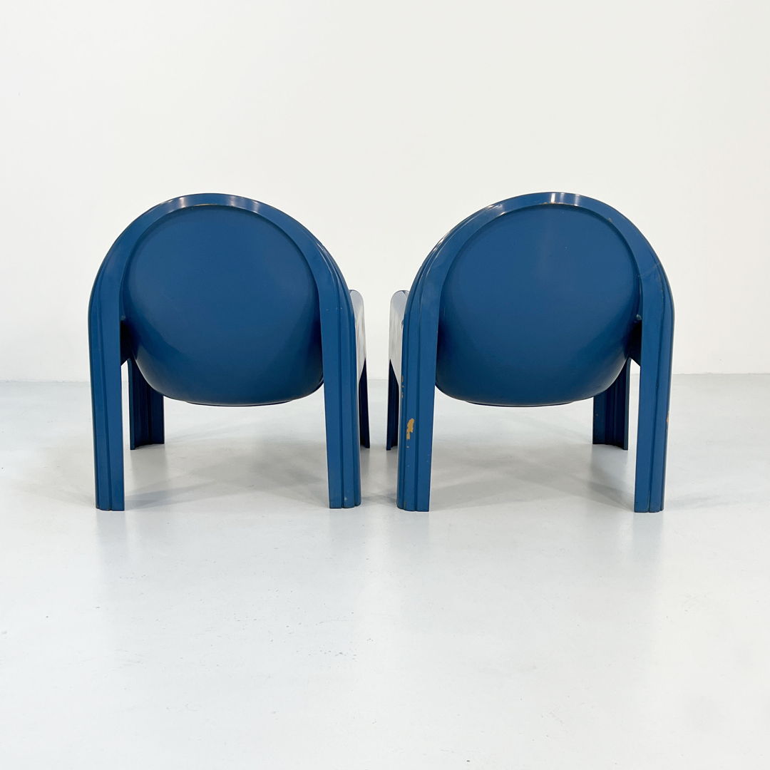 Pair of Blue Model 4794 Lounge Chairs by Gae Aulenti for Kartell, 1970s