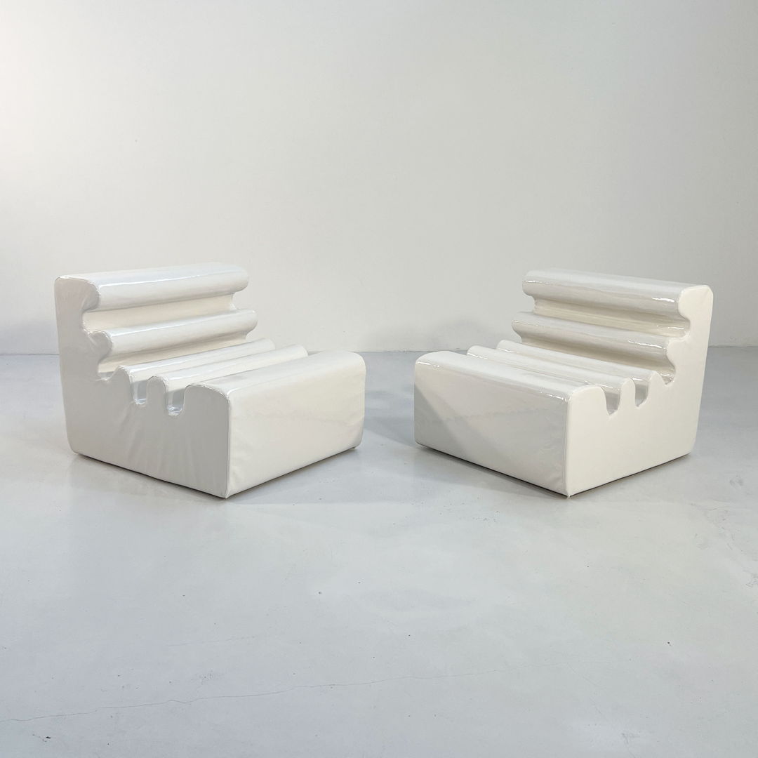 Pair of White Karelia Lounge Chairs by Liisi Beckmann for Zanotta, 1960s