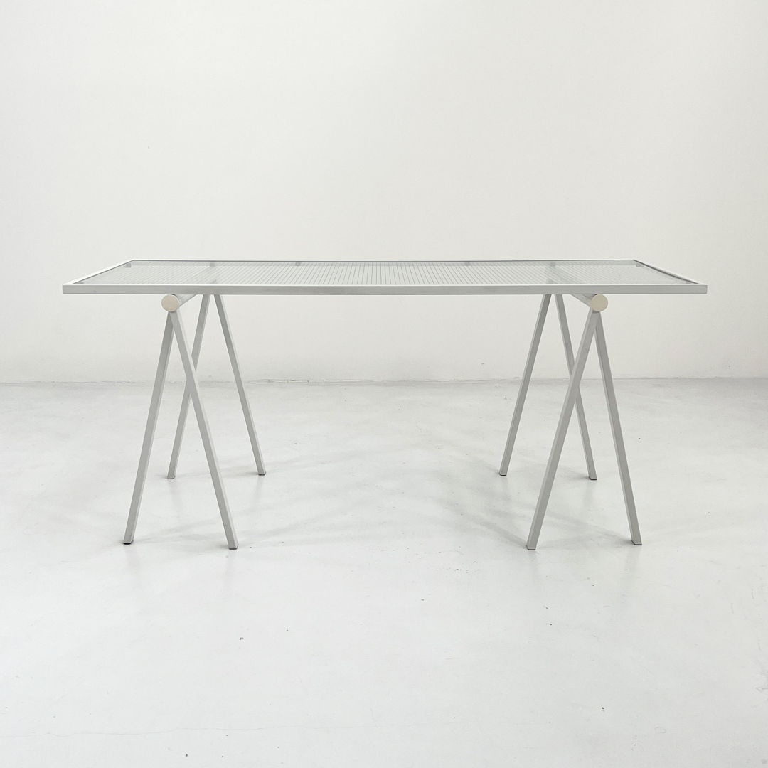 Trestle Steel & Glass Desk by Rodney Kinsman for Bieffeplast, 1980s