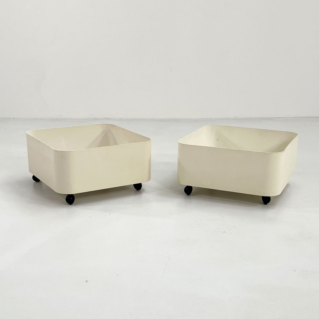 Pair of Square Planters on Wheels by Anna Castelli for Kartell, 1970s