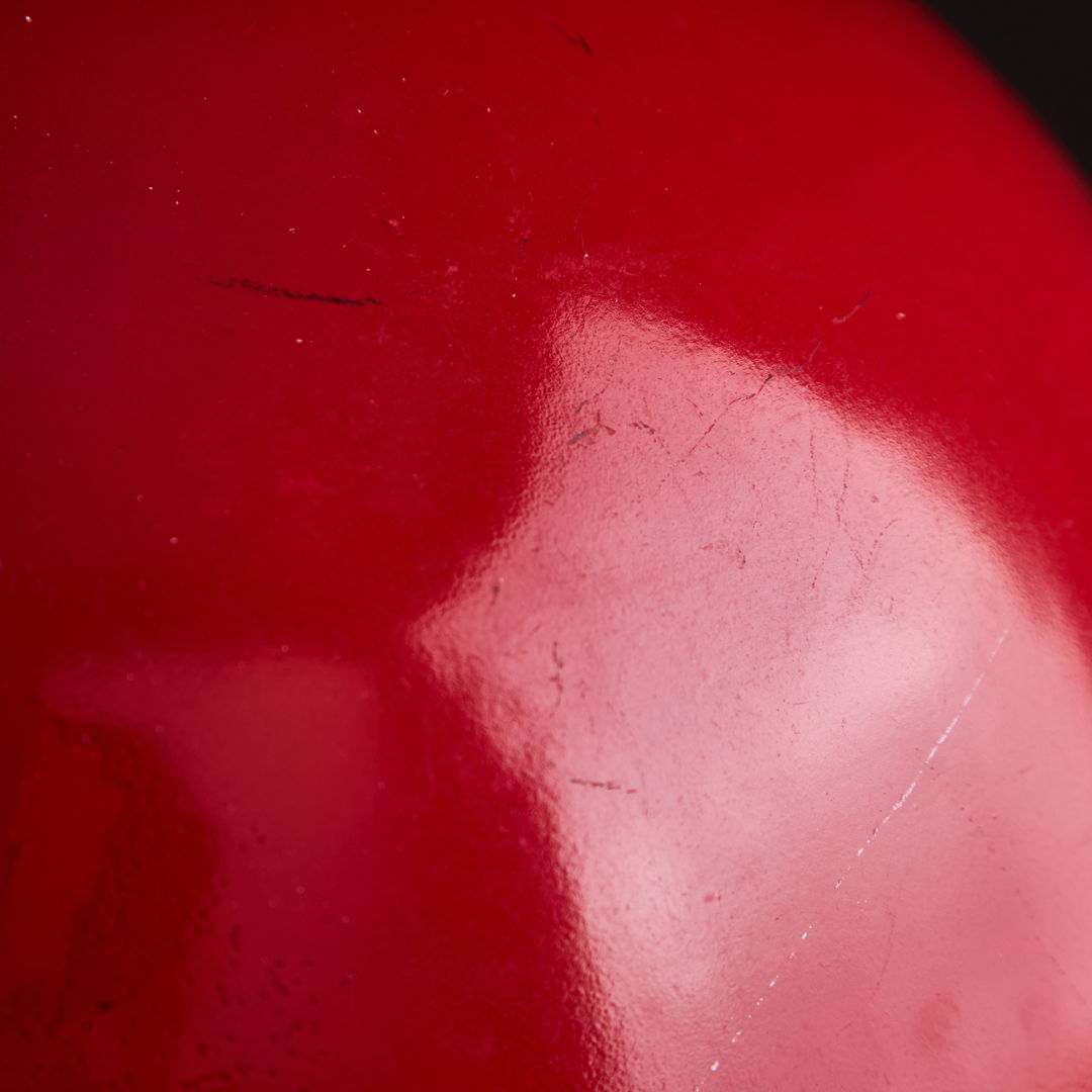 Italian, Hemispherical Red Aluminum Pendant, 1970s