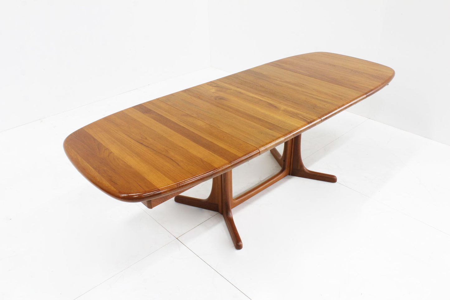 Vintage Danish oval extendable dining table solid teak