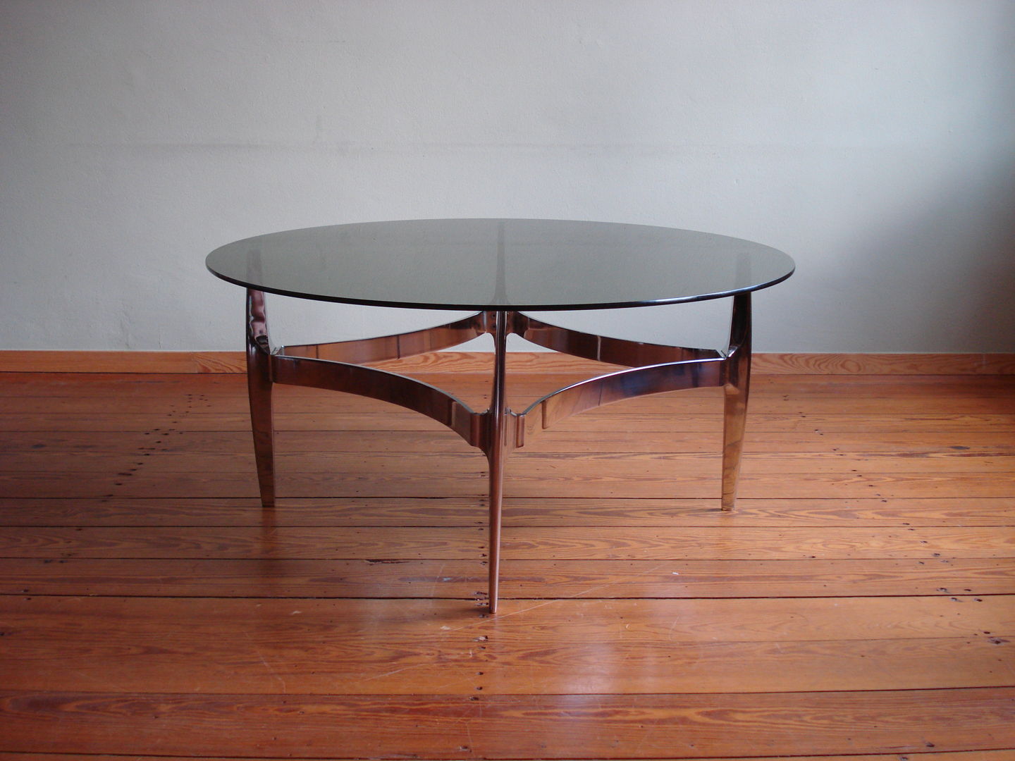 60s vintage glass and chrome coffee table by Knut Hesterberg