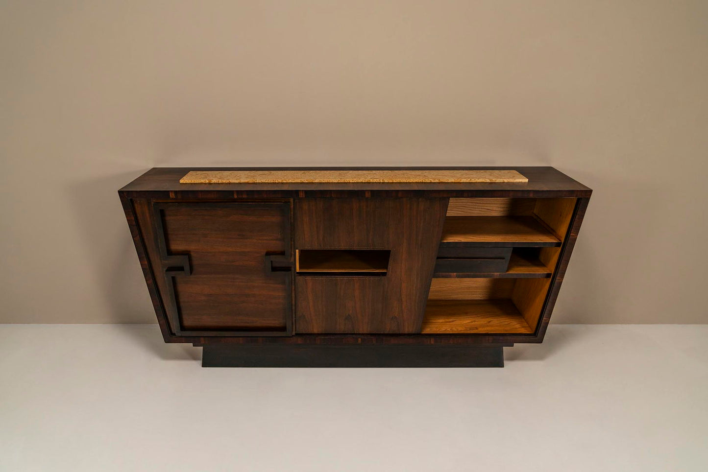 Modernist Sideboard In Studded Rosewood By Andre Sornay, France 1940s